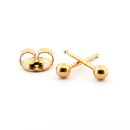 Long Post Gold Ball Stud Cartridge pack 3 mm Earrings