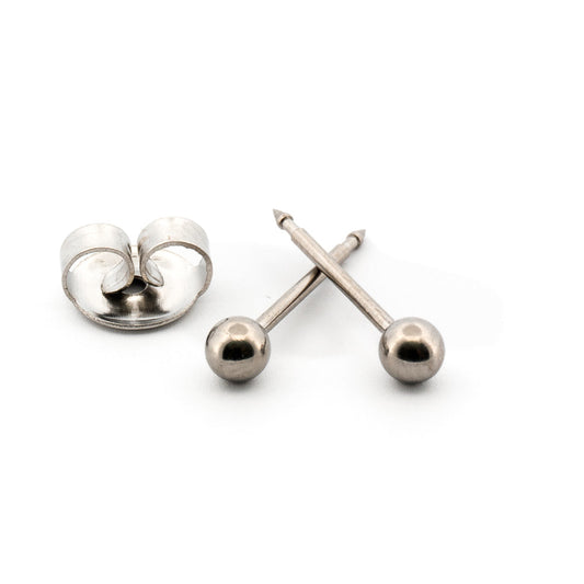 Titanium Silver Ball Earrings Earrings