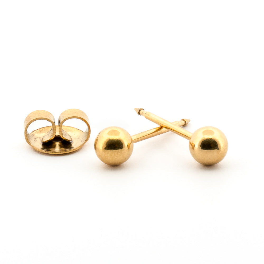Long Post Gold Ball Stud Cartridge pack Earrings