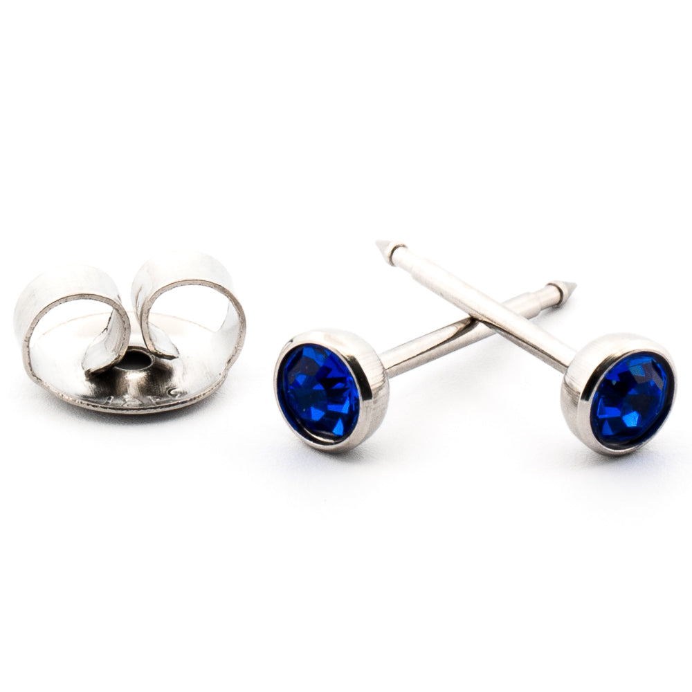 September (Sapphire) Silver Earrings 3 mm Earrings