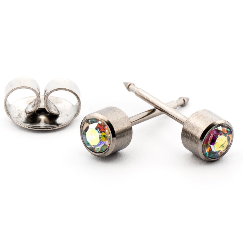 Titanium Aurora Borealis Earrings 4 mm Earrings