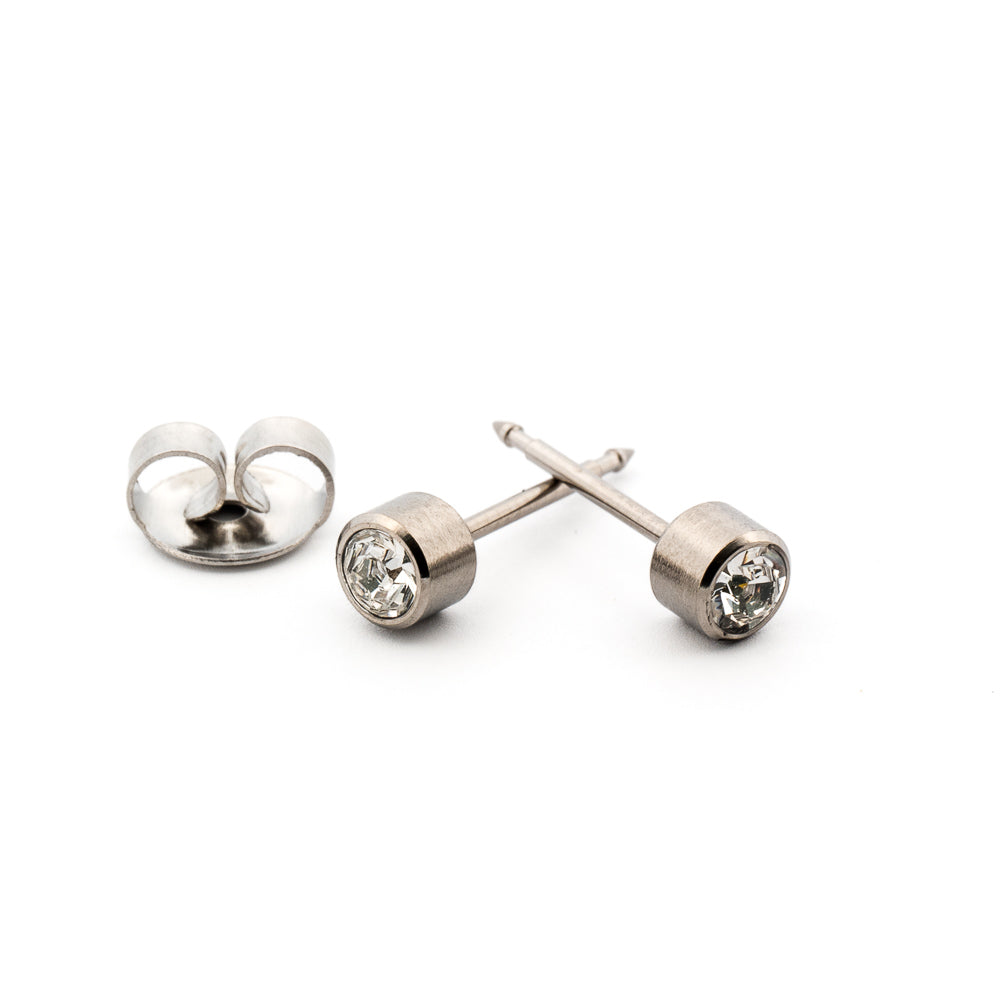 Titanium Cubic Zirconia Earrings 4 mm Earrings