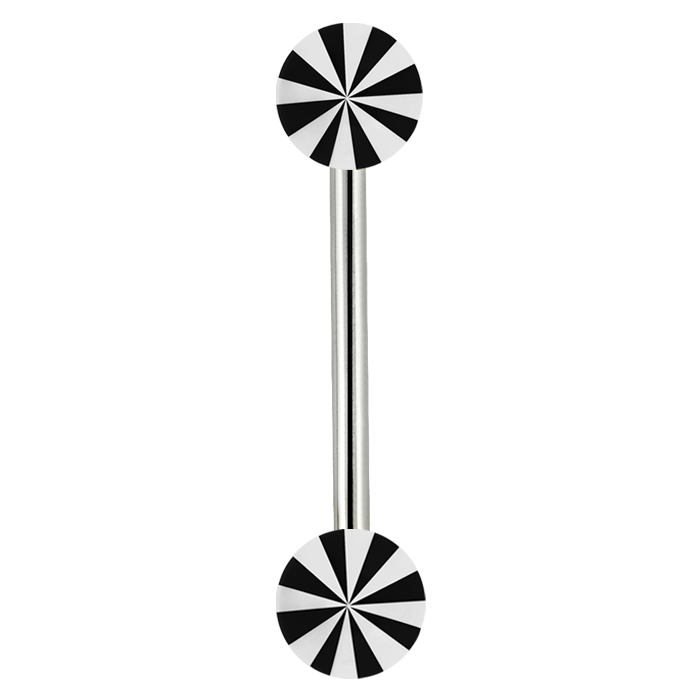 14g Striped Tongue Bar Black Surgical Steel / Black Barbell