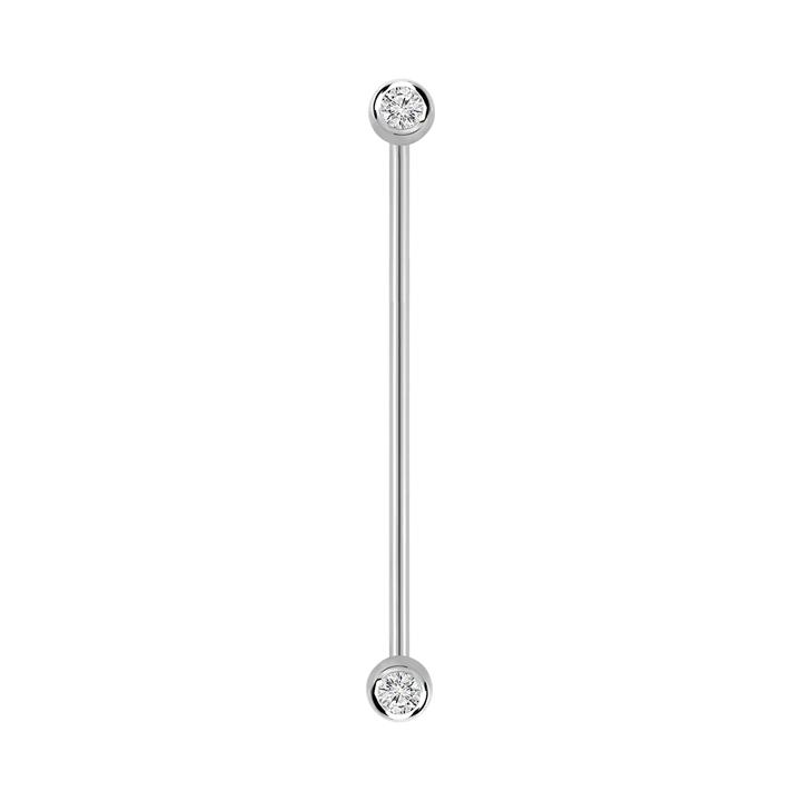 14g Surgical steel Industrial barbell Cubic Zirconia