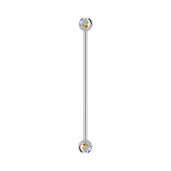 14g Surgical steel Industrial barbell Aurora Borealis