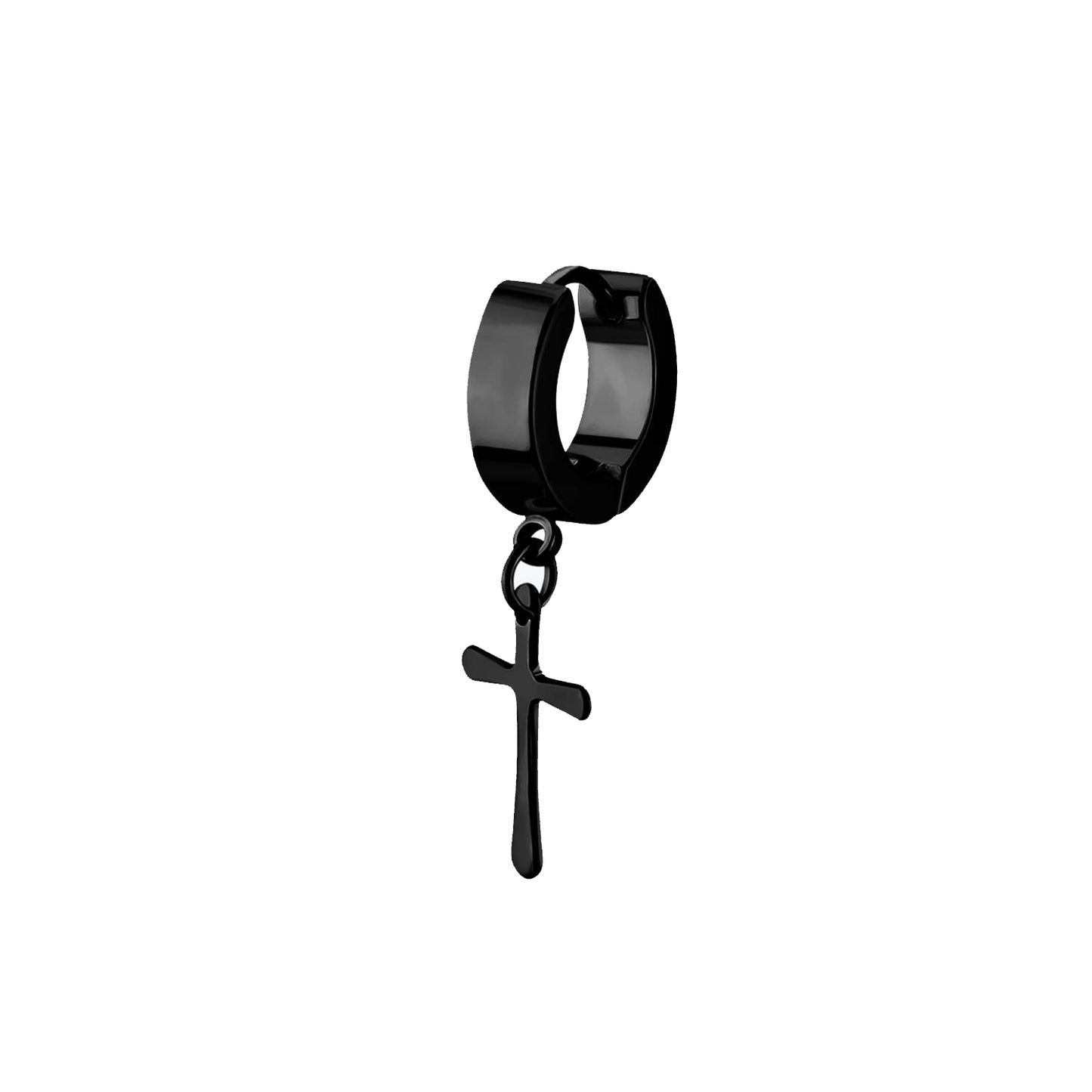 Black Surgical Steel Cross Huggie Surgical Steel / Black Huggie