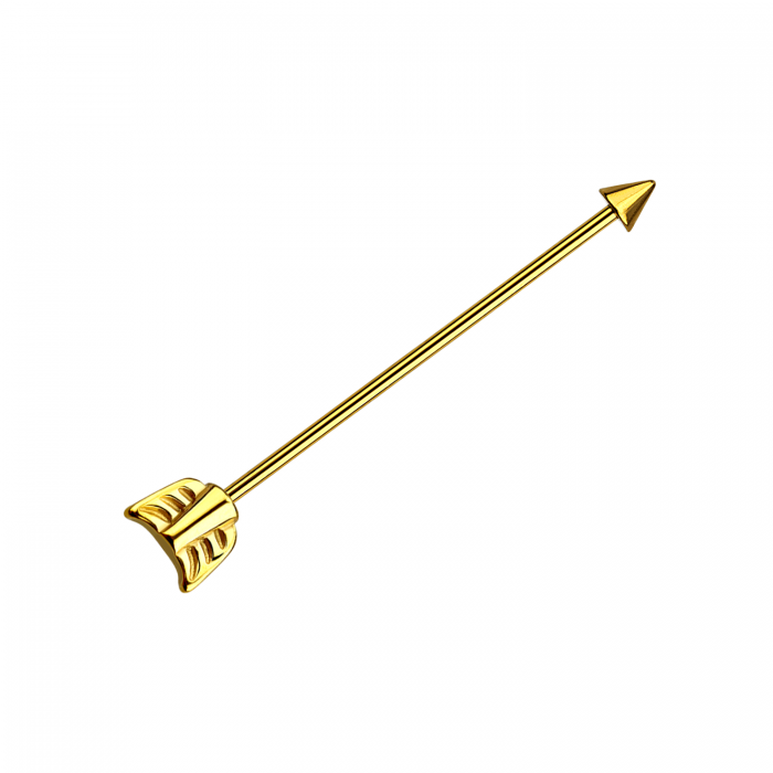 14g Industrial Barbell Arrow Gold
