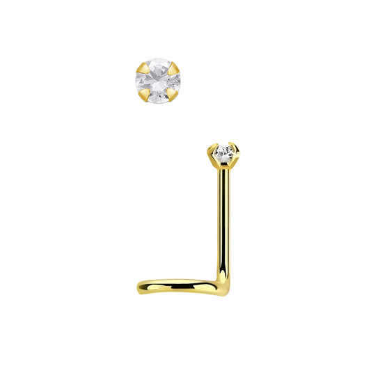 Gold Cubic Zirconia Nose Screw 1.5mm / Gold / Claw Crystal Nose Screw