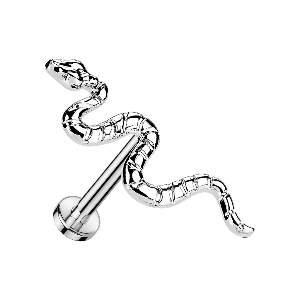 Silver Snake Titanium Threadless Labret – Keen on Piercing