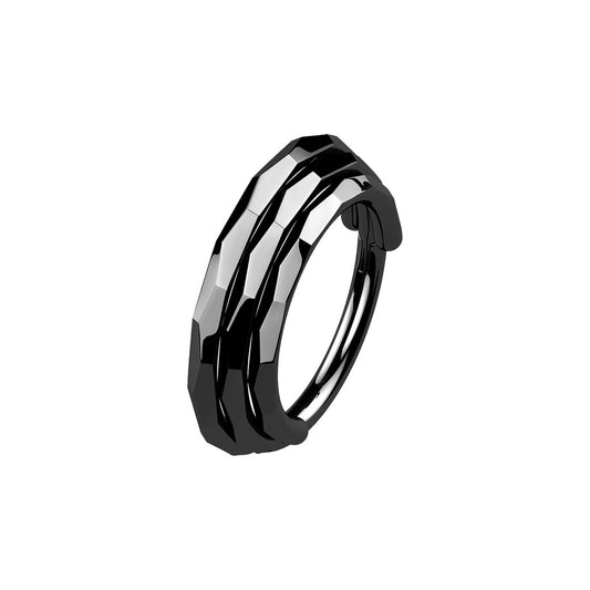 Black Titanium Triple Lined Hinged Ring