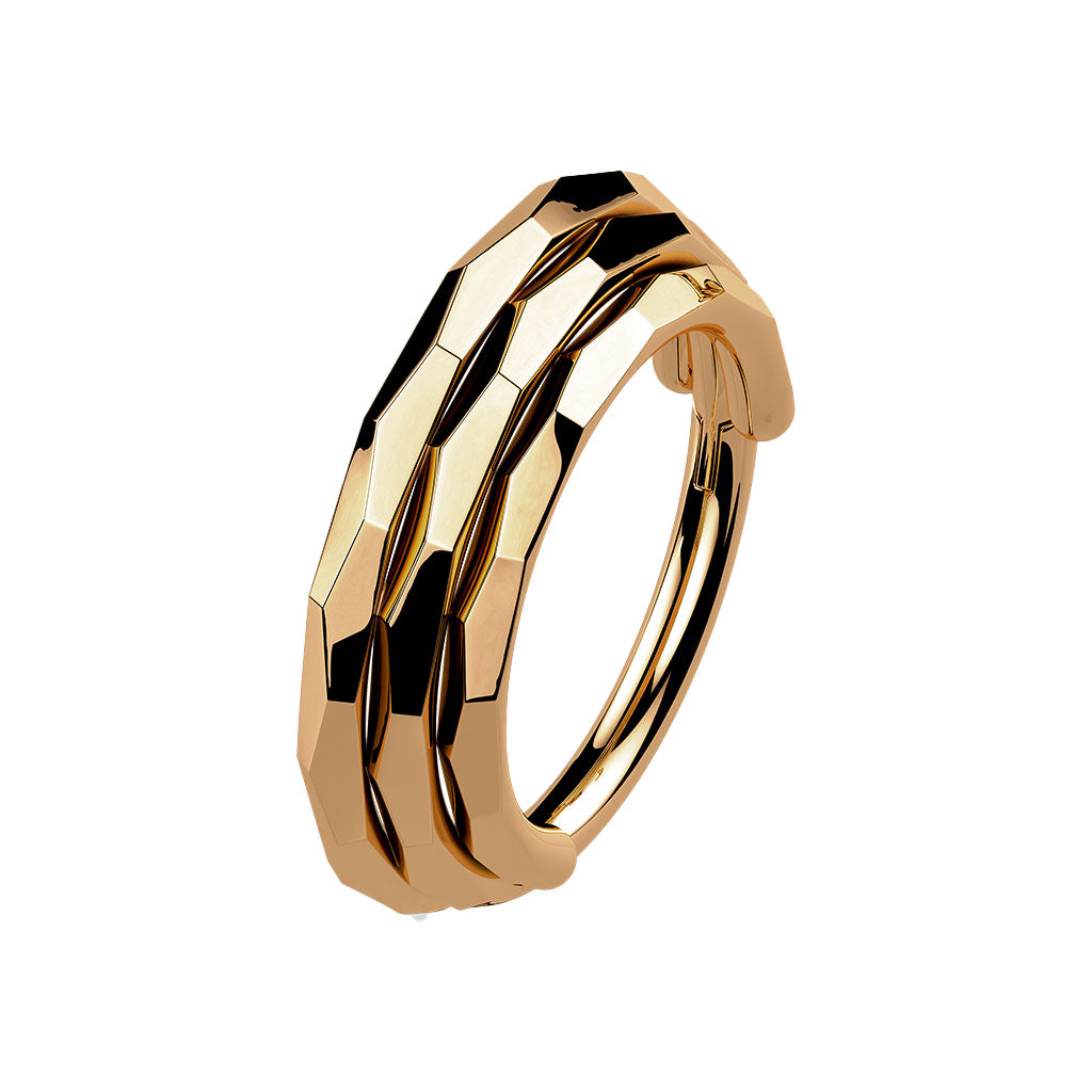 Rose Gold Titanium Triple Lined Hinged Ring