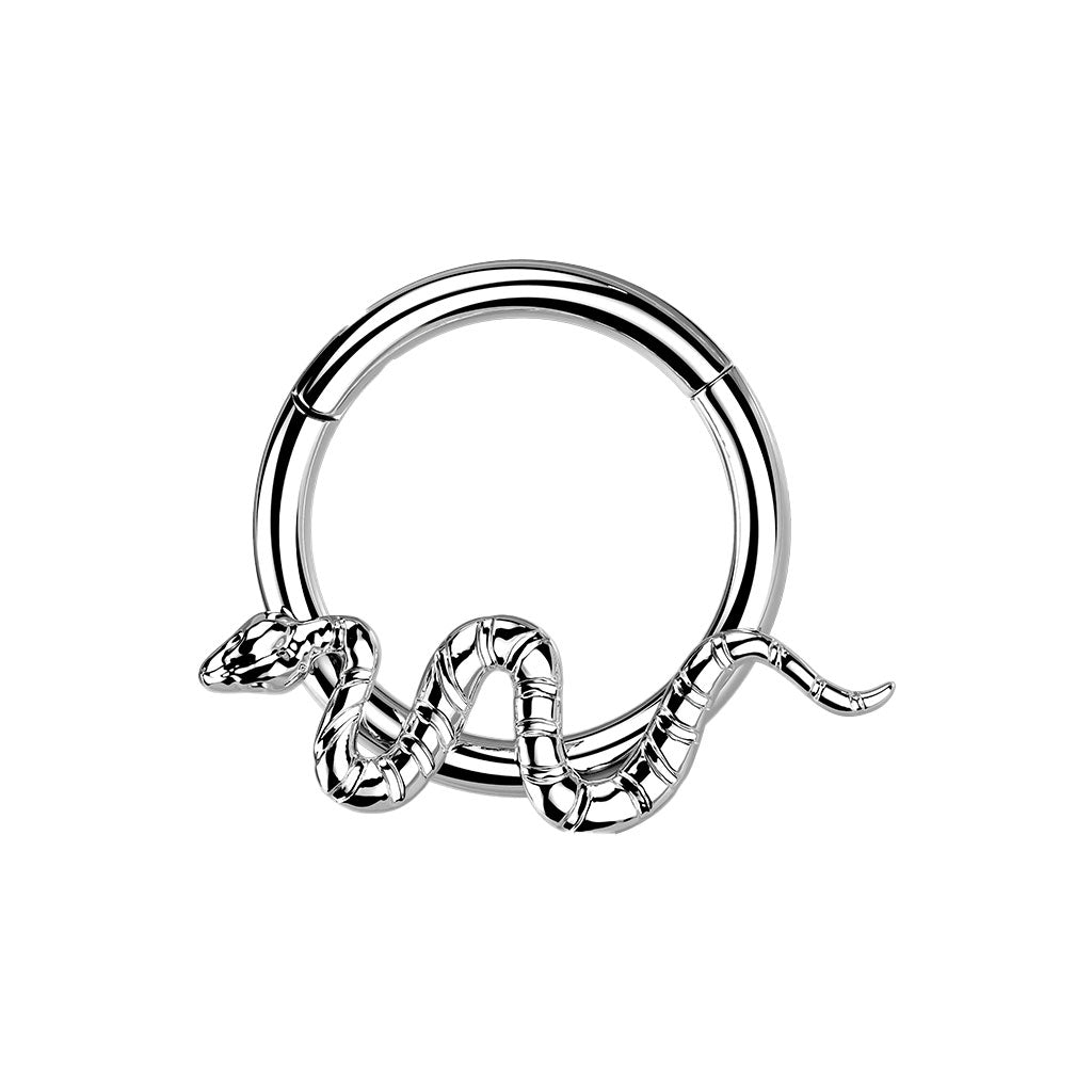 Silver Titanium Snake Hinged Ring
