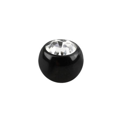Black 14g Bezel Jewelled Ball Anodized surgical steel