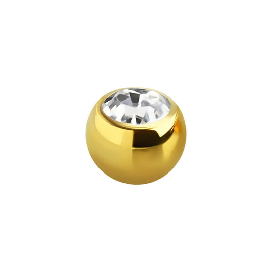 Gold 14g Bezel Jewelled Ball Anodized surgical steel