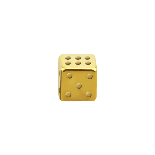 16g Gold Anodized Surgical Steel Threaded Dice