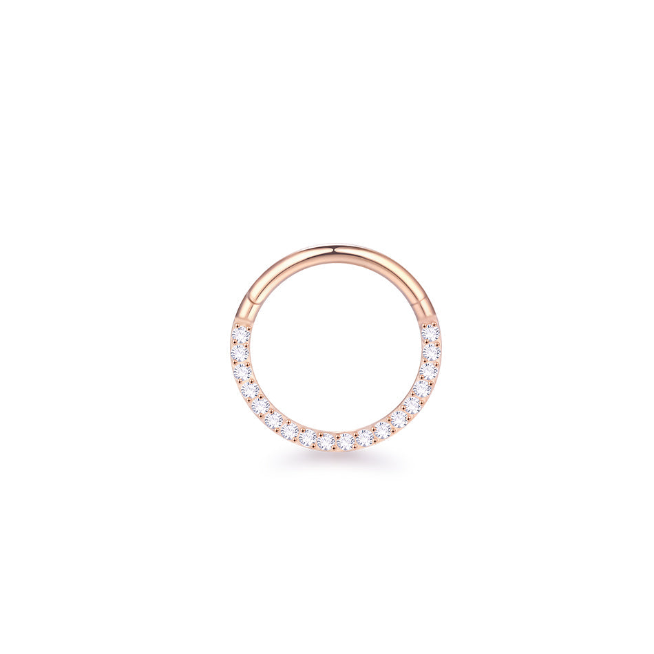 Rose Gold Titanium Front CZ Hinged ring 8mm / Rose Gold / Titanium Hinged Ring