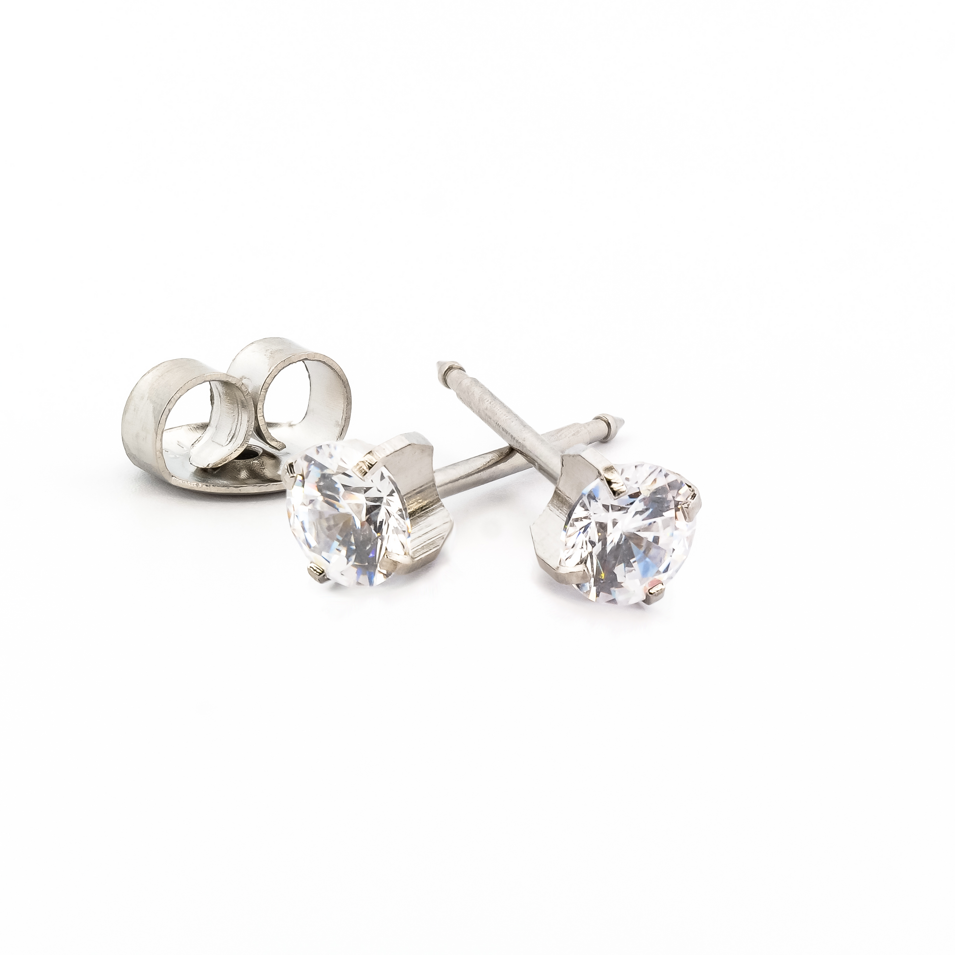 Cubic Zirconia Silver Earrings 3 mm Earrings