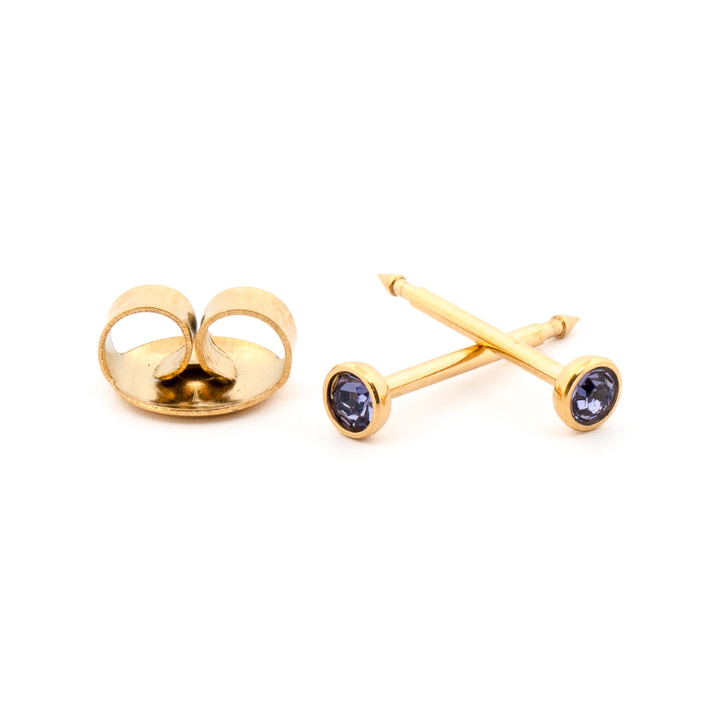 June (Tanzanite) Gold Earrings 3 mm Earrings