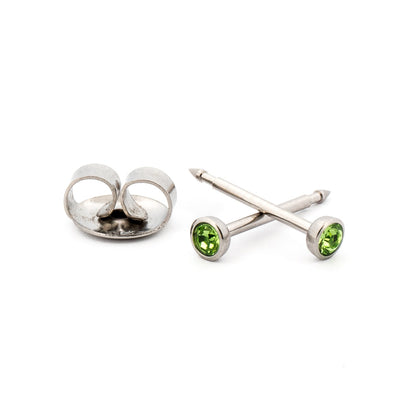 August (Peridot) Silver Earrings