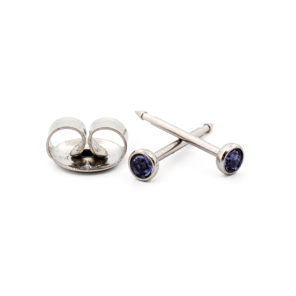 June (Tanzanite) Silver Earrings 3 mm Earrings