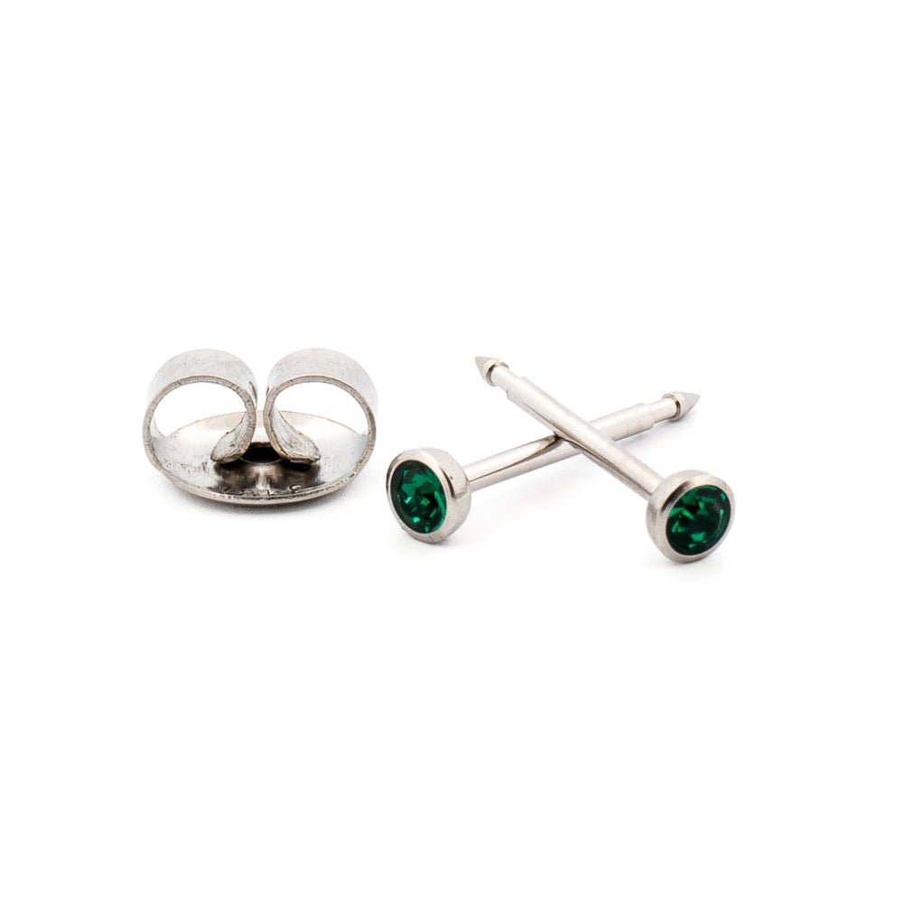 May (Emerald) Silver Earrings 3 mm Earrings