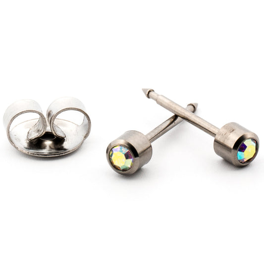 Titanium Aurora Borealis Earrings 3 mm Earrings