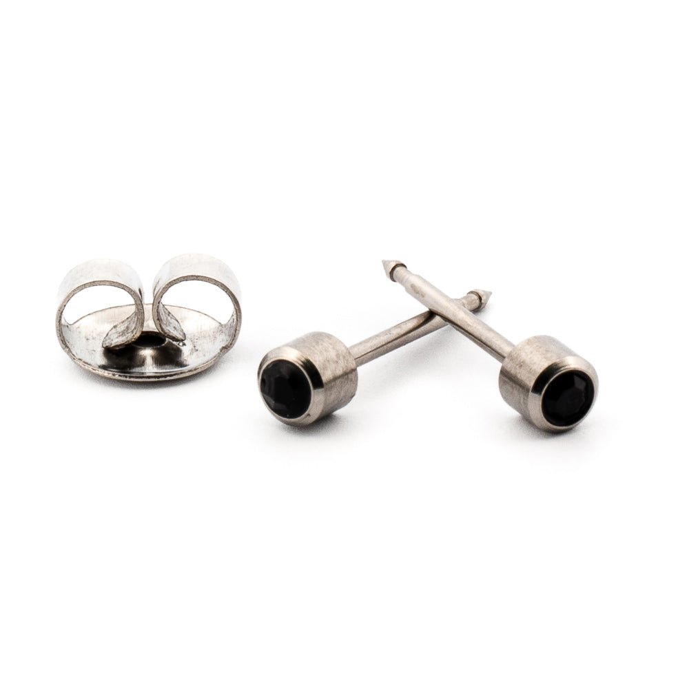 Titanium Jet Earrings 3 mm Earrings