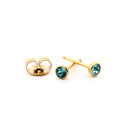 March (Aquamarine) Gold Earrings