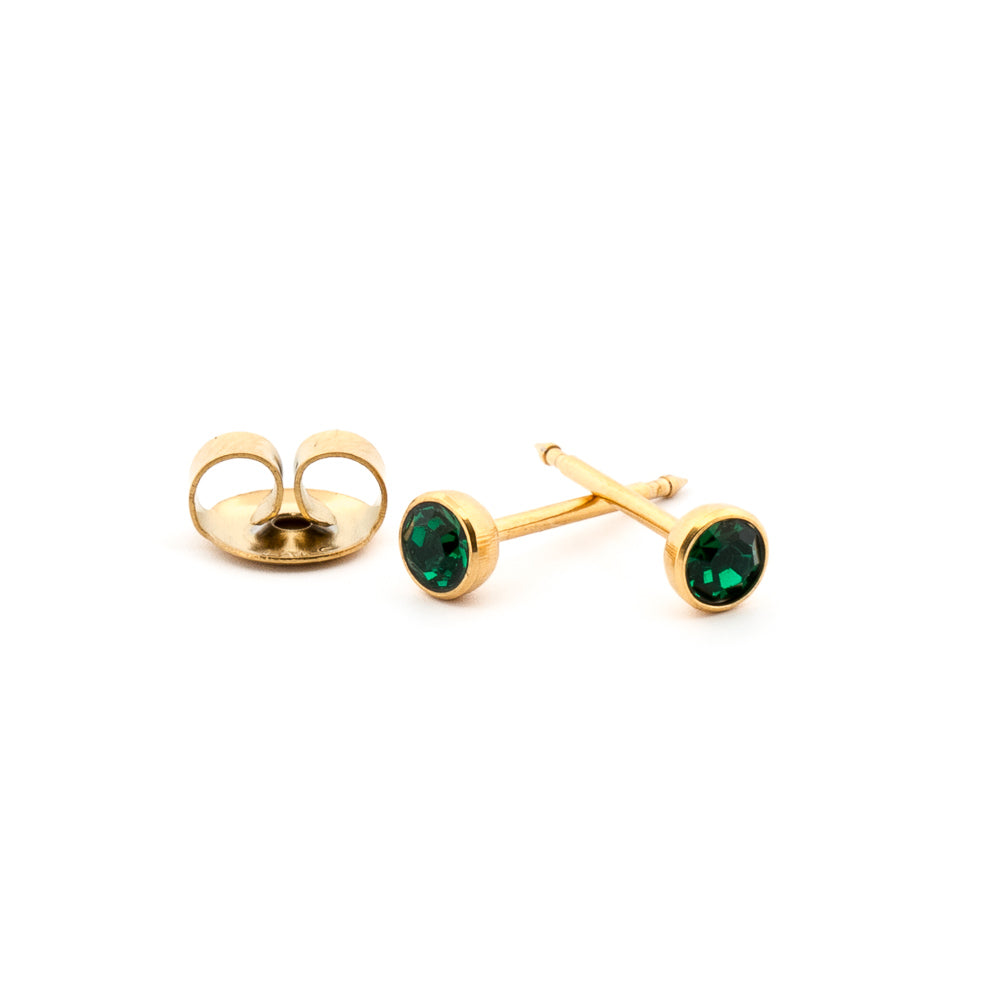 May (Emerald) Gold Earrings