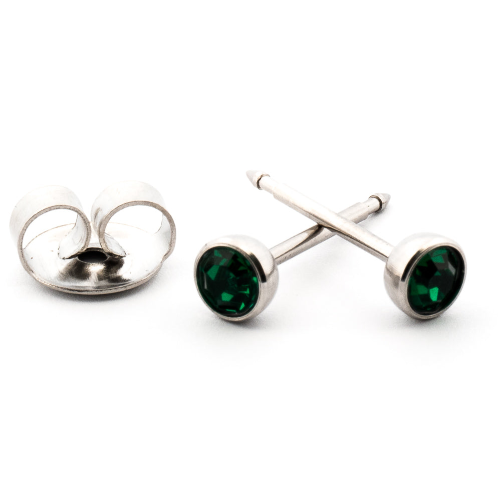 May (Emerald) Silver Earrings 4 mm Earrings