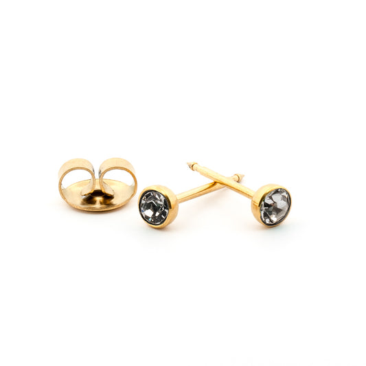 April (Crystal) Gold Stud Earrings Set