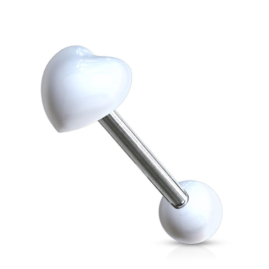 White SS/Acrylic Heart Tongue Bar