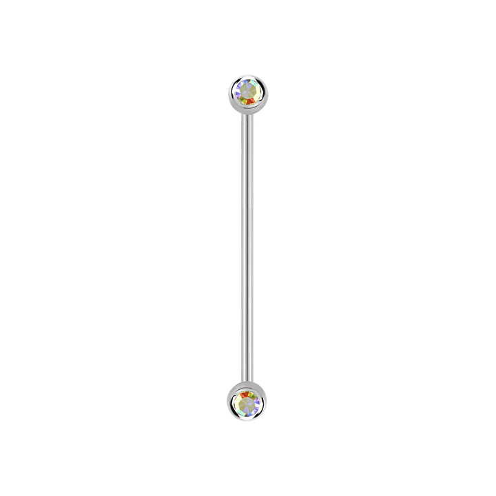 14g Surgical steel Industrial barbell Aurora Borealis