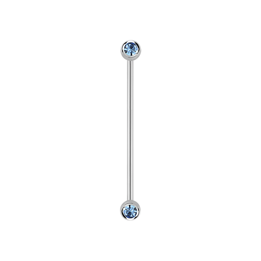 14g Surgical steel Industrial barbell Light Sapphire