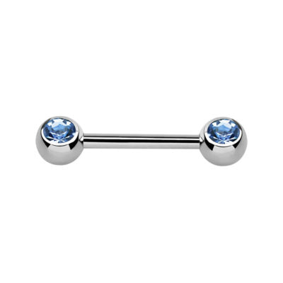 Silver Surgical Steel Light Sapphire Nipple Bar