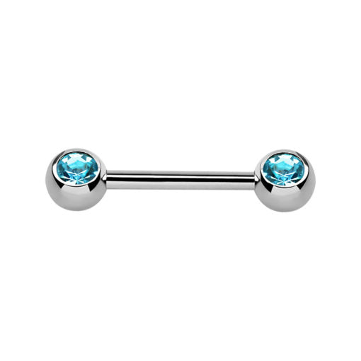 Silver Surgical Steel Aquamarine Nipple Bar 12mm / Surgical Steel / Silver Barbell