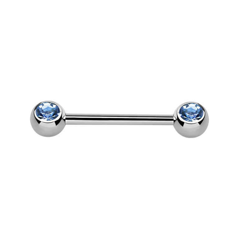 Silver Surgical Steel Light Sapphire Nipple Bar 14mm / Surgical Steel / Silver Barbell