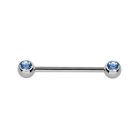 Silver Surgical Steel Light Sapphire Nipple Bar 16mm / Surgical Steel / Silver Barbell