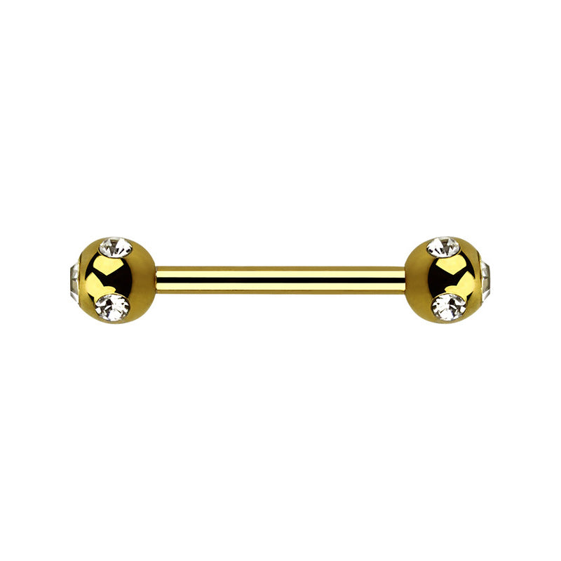 Gold PVD Plated Surgical Steel Multi Jeweled Barbell