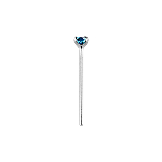 Sterling Silver Blue Zircon Claw Nose Stud