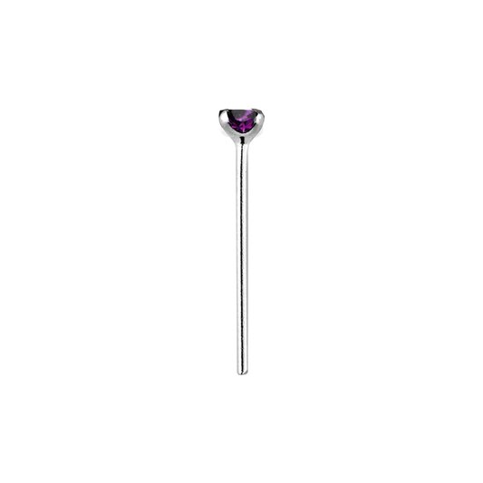 Sterling Silver Amethyst Claw Nose Stud