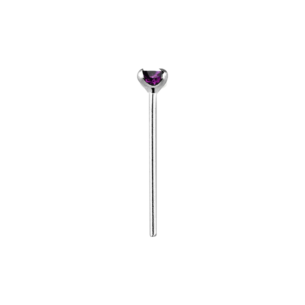 Sterling Silver Amethyst Claw Nose Stud