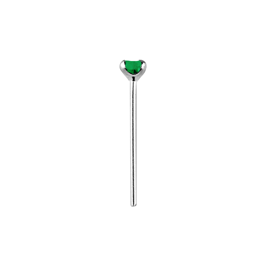 Sterling Silver Emerald Claw Nose Stud Sterling Silver / 2mm / Emerald Nose Stud