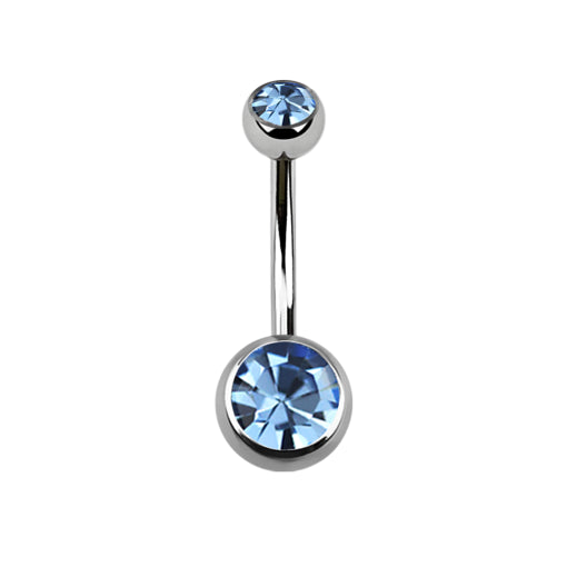 Titanium Light Sapphire Navel Bar - 10mm / Titanium / Light Sapphire