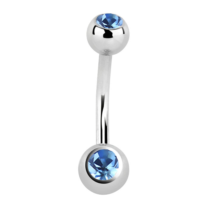 Surgical Steel Small Light Sapphire Navel Bar 10mm / Surgical Steel / Light Sapphire Navel Bar