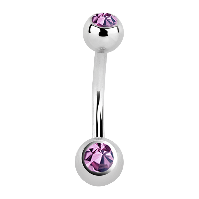 Surgical Steel Small Light Amethyst Navel Bar 10mm / Surgical Steel / Light Amethyst Navel Bar