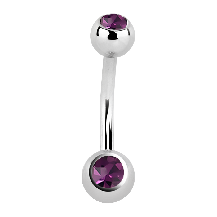 Surgical Steel Small Amethyst Navel Bar 10mm / Surgical Steel / Amethyst Navel Bar