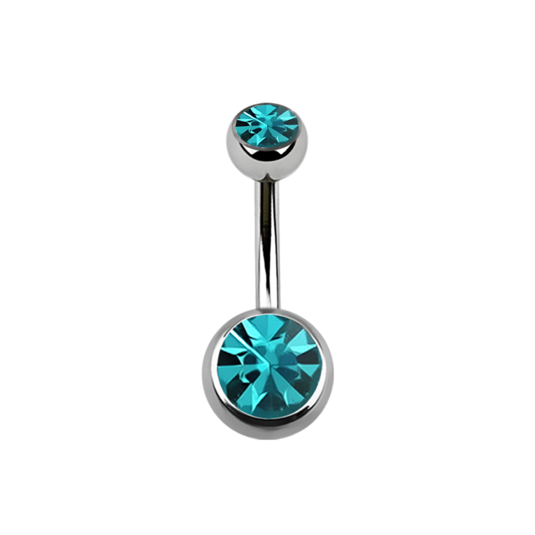 Surgical Steel Blue Zircon Navel Bar