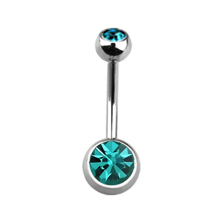 Surgical Steel Blue Zircon Navel Bar