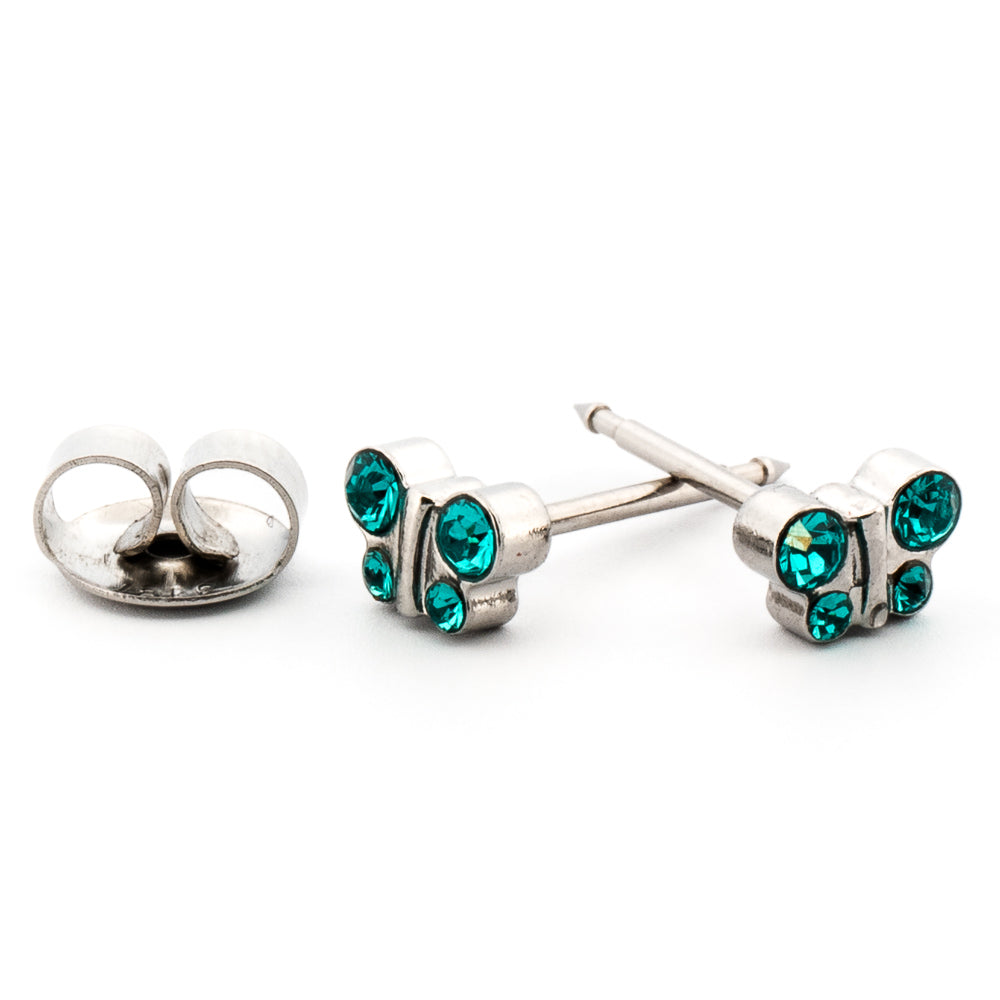 December - Blue Zircon Butterfly Earrings